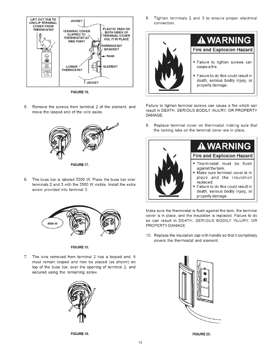 Fire and explosion hazard, Awarning | Kenmore 153 User Manual | Page 13 / 32