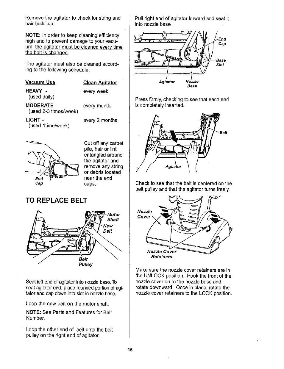 To replace belt | Kenmore ASPIRADORA 116.34722 User Manual | Page 16 / 19