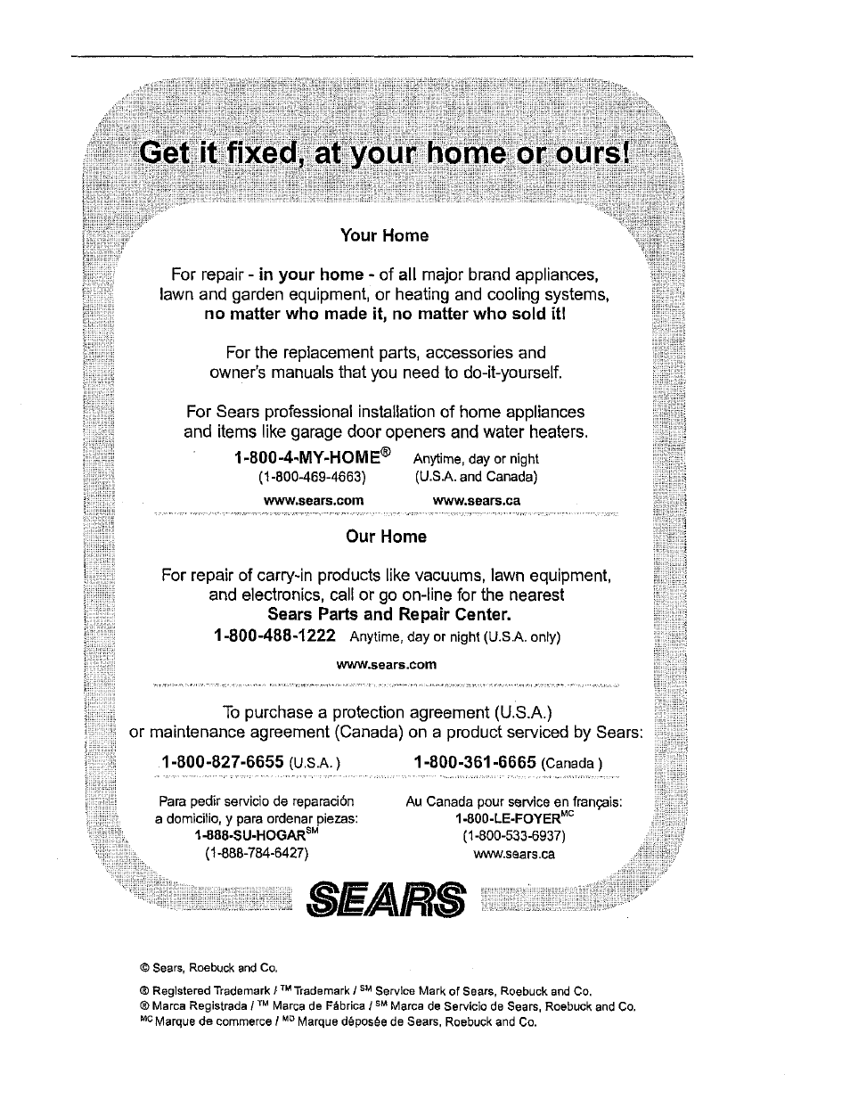 Get it fixed, at your home or ours | Kenmore ASPIRADORA 116.34722 User Manual | Page 19 / 19