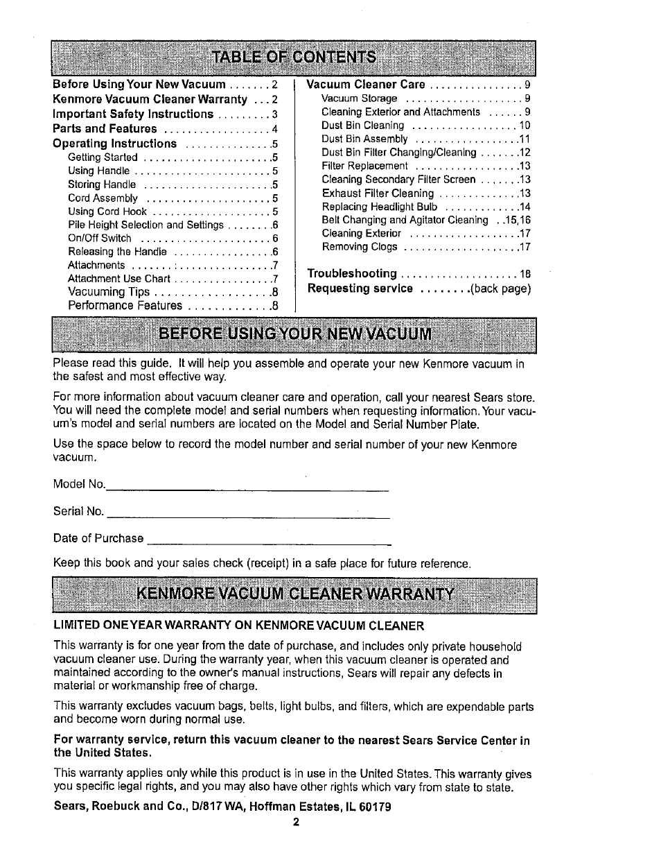 Kenmore ASPIRADORA 116.34722 User Manual | Page 2 / 19