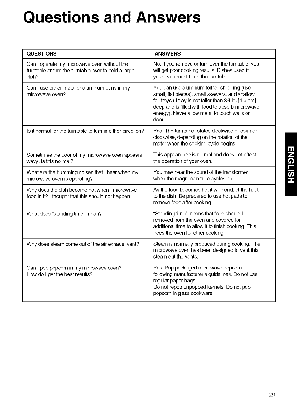 Questions and answers | Kenmore 721.80019 User Manual | Page 29 / 32