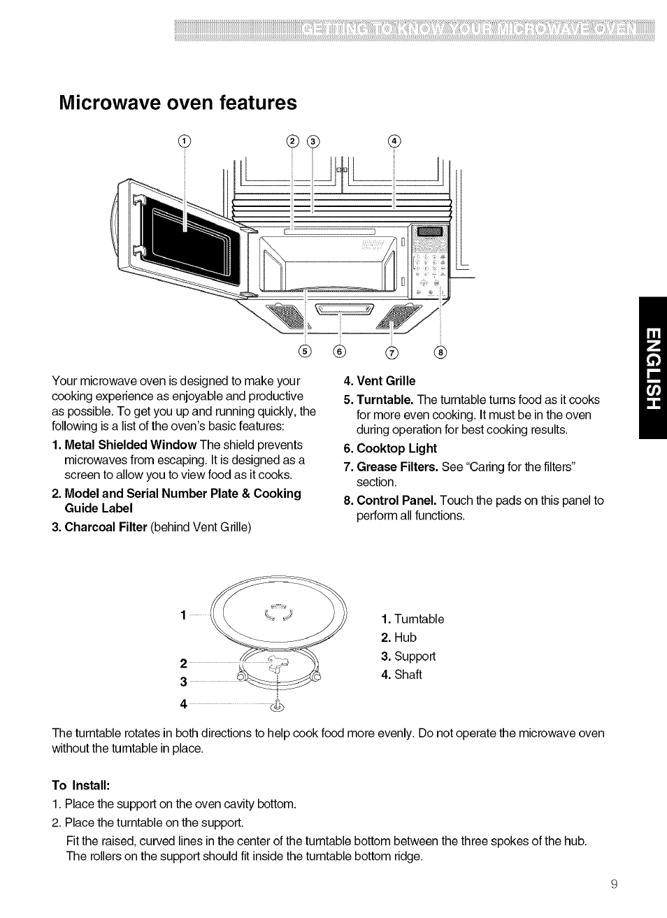 Microwave oven features | Kenmore 721.80019 User Manual | Page 9 / 32