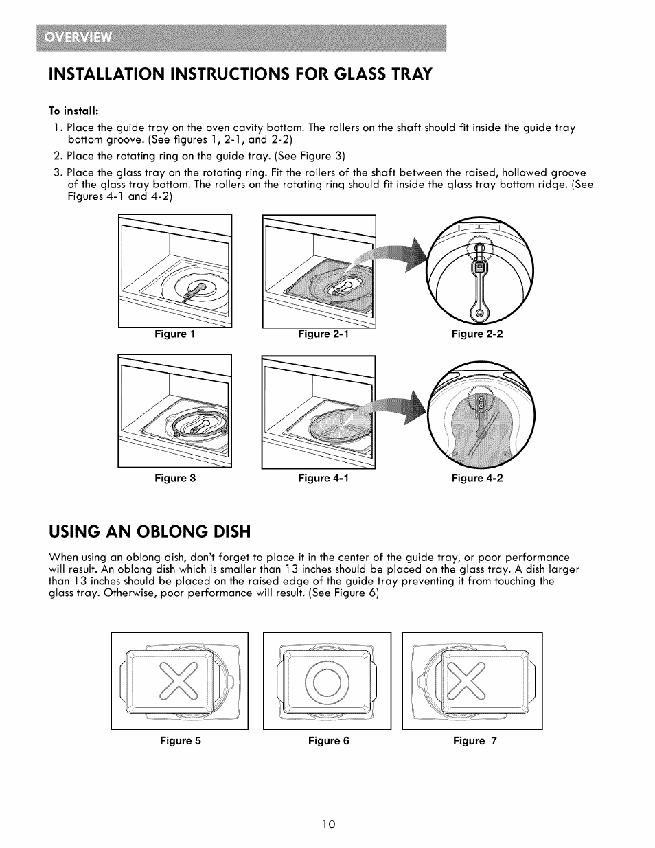 Installation instructions for glass tray, Using an oblong dish | Kenmore ELITE 721.86003 User Manual | Page 10 / 33