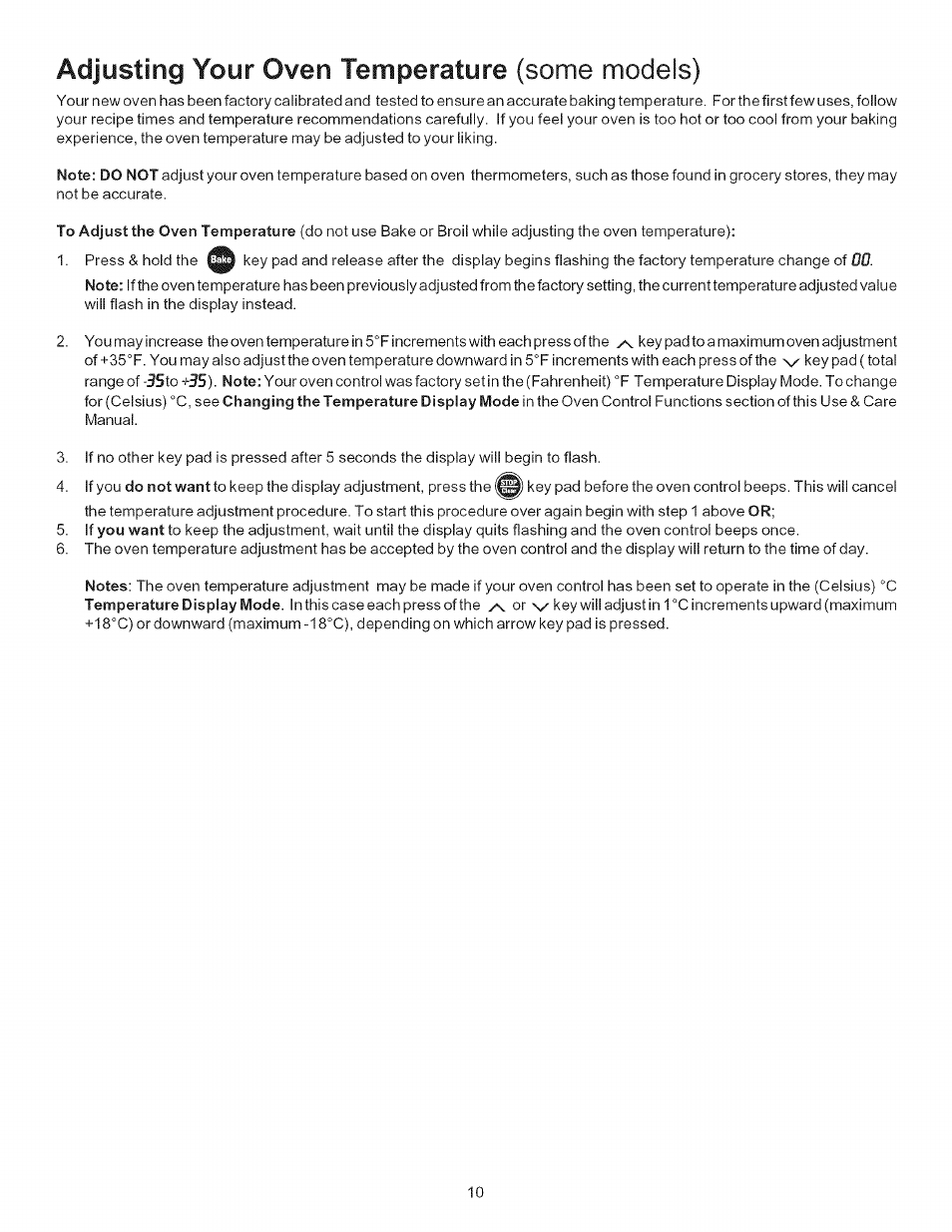 Adjusting your oven temperature (some models) | Kenmore 790.7116 User Manual | Page 10 / 16