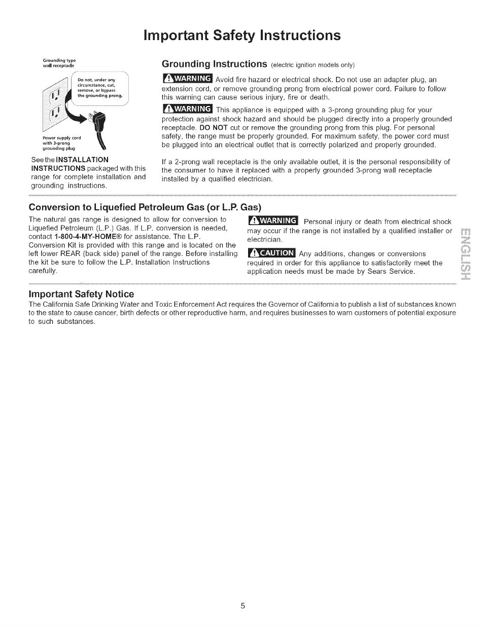 Ikwarning, Important safety notice, Important safety instructions | Kenmore 790.7116 User Manual | Page 5 / 16