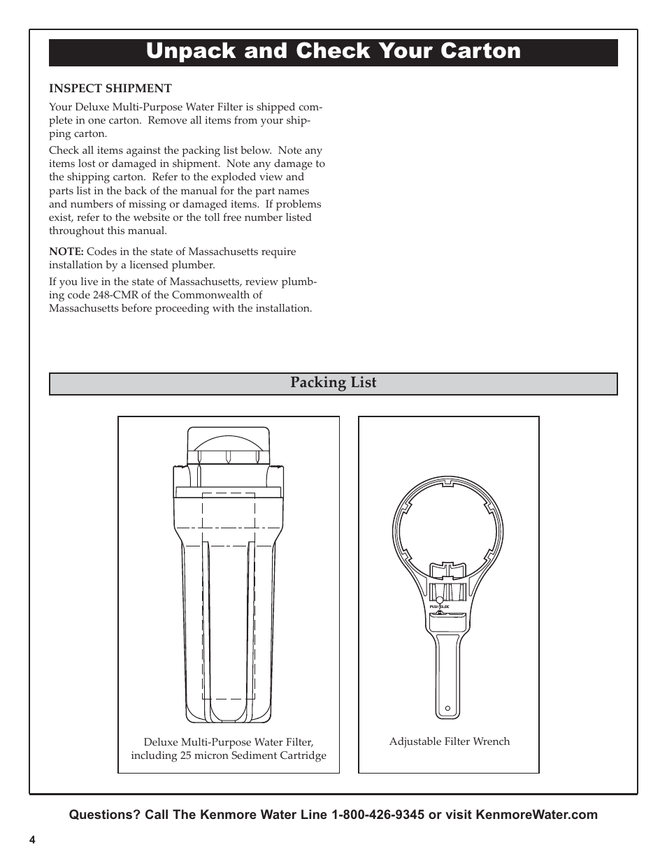 Unpack and check your carton, Packing list | Kenmore 625.38445 User Manual | Page 4 / 16