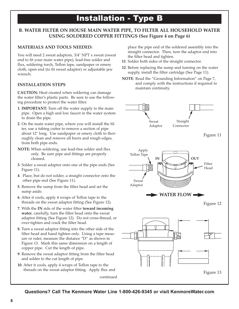 Installation - type b | Kenmore 625.38445 User Manual | Page 8 / 16