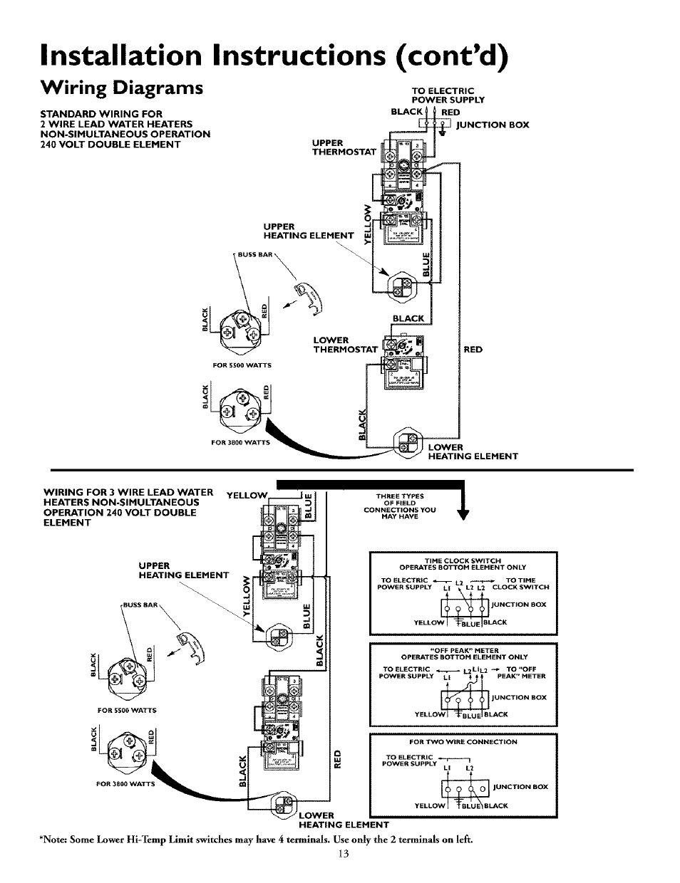 Installation instructions (cont’d), Wiring diagrams | Kenmore POWER MISER 153.32676 User Manual | Page 13 / 32