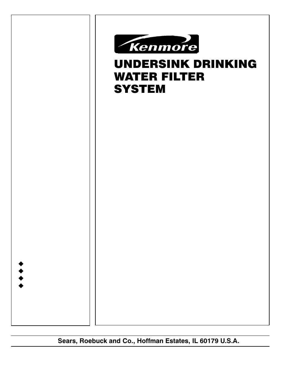 Undersink drinking water filter system, Owners manual, Model no | Kenmore 625.343920 User Manual | Page 12 / 12