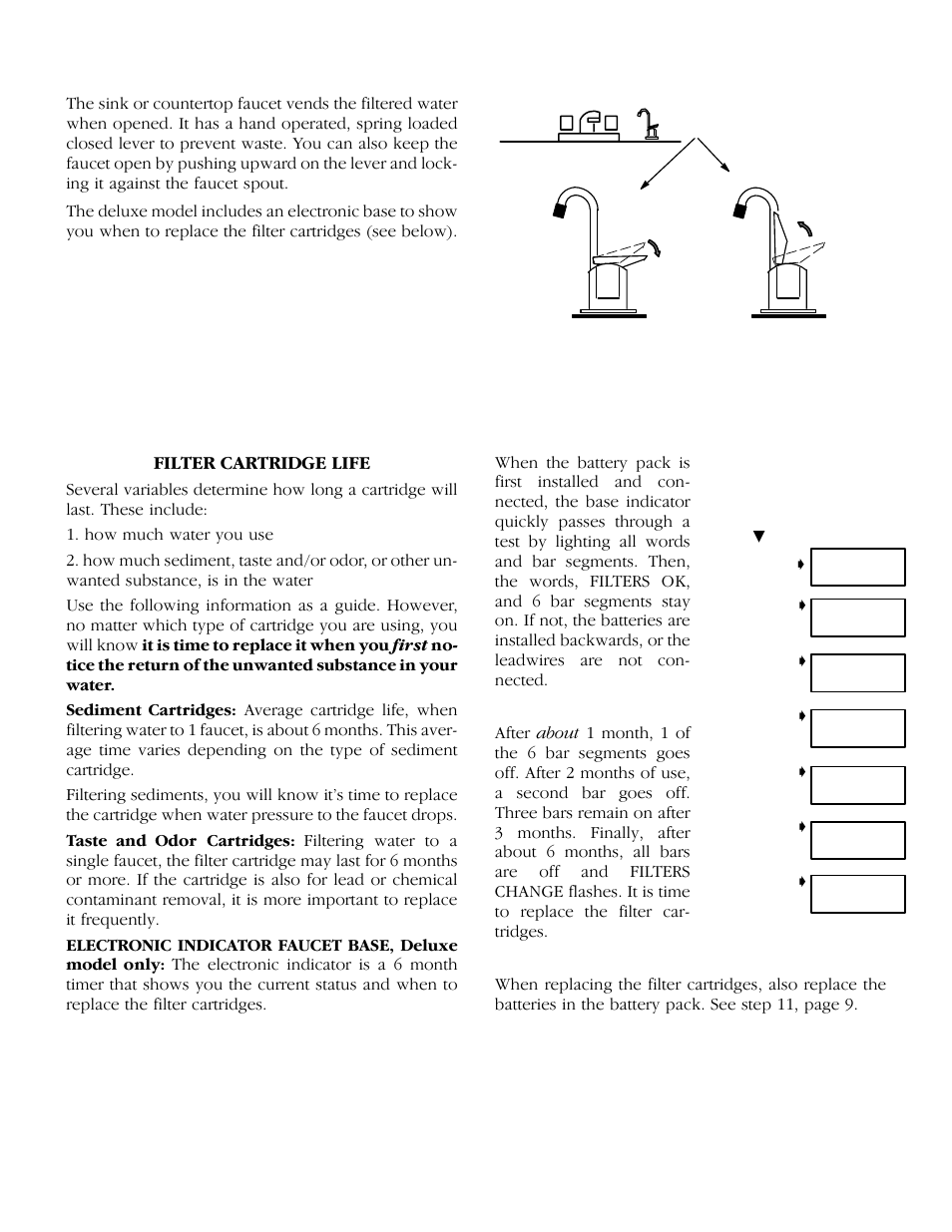 Using the system, Filter cartridge / useful life / replacement, Filter cartridge life | Kenmore 625.343920 User Manual | Page 8 / 12