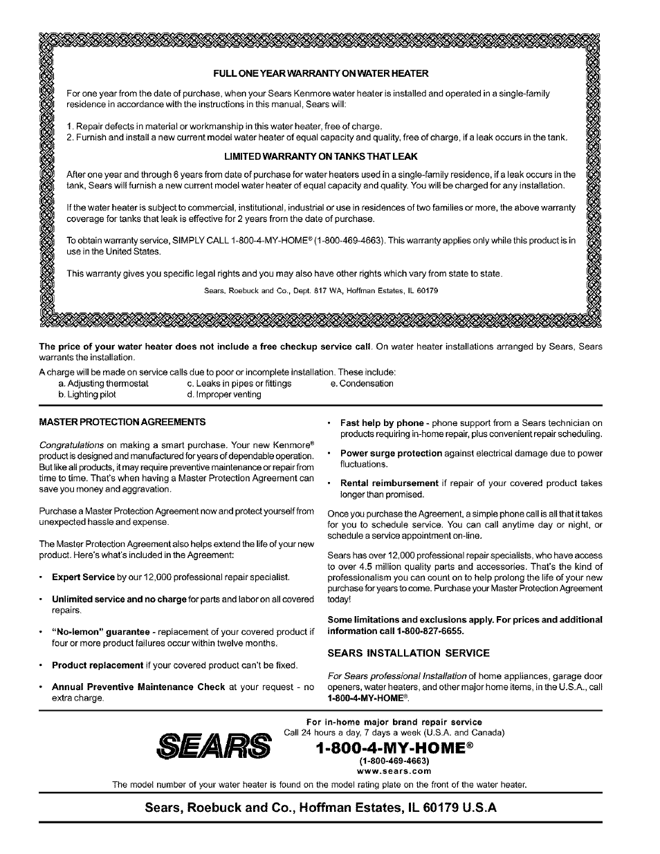 Sears installation service, 4-my-home | Kenmore THE ECONOMIZER 153.333545 User Manual | Page 28 / 28