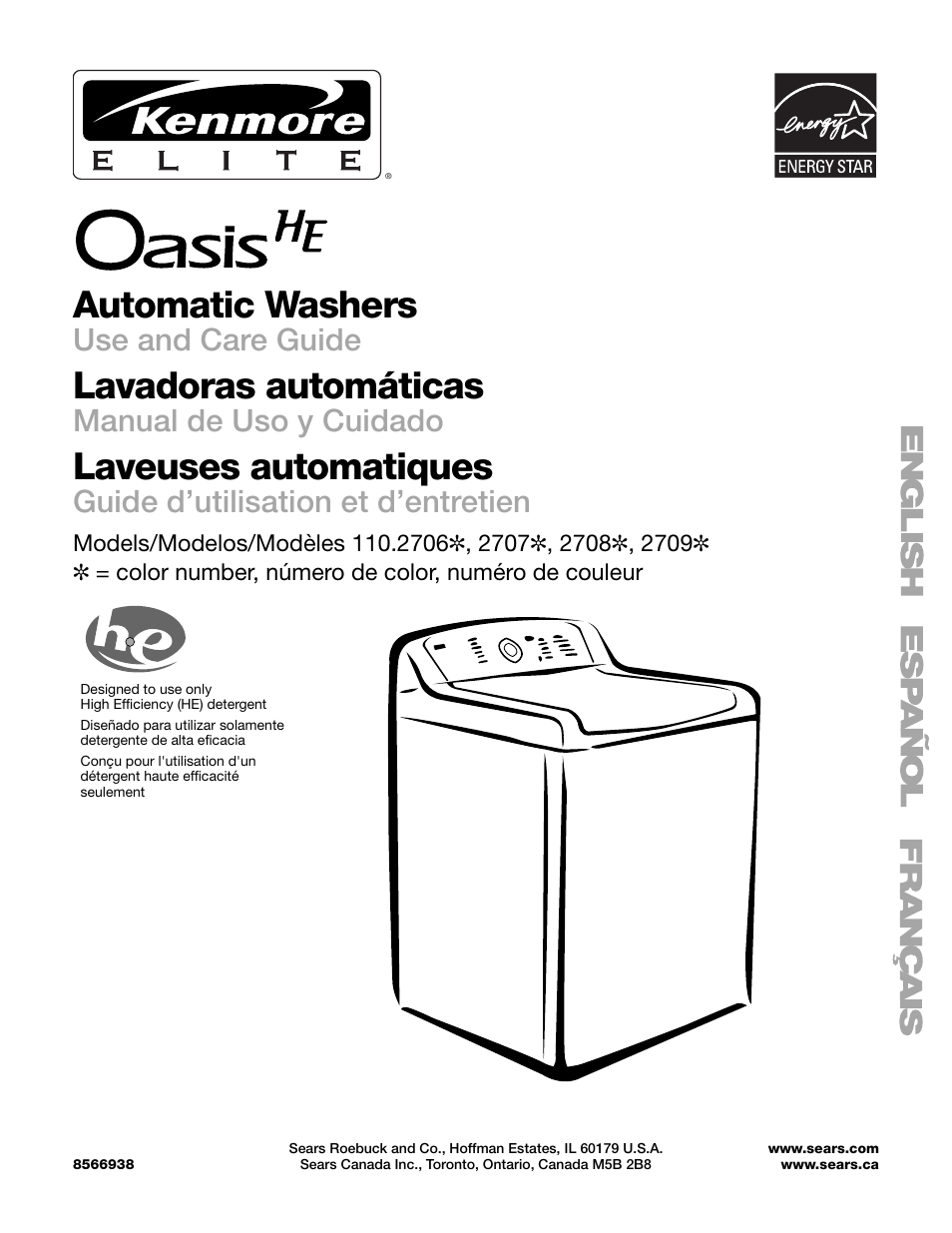 Kenmore elite 2709 User Manual | 76 pages