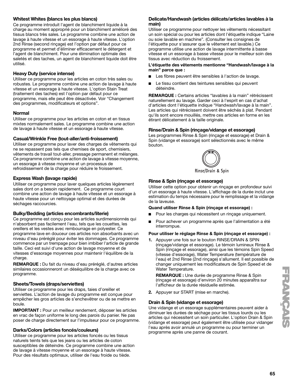 Kenmore elite 2709 User Manual | Page 65 / 76