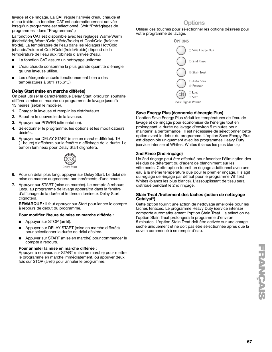 Options | Kenmore elite 2709 User Manual | Page 67 / 76