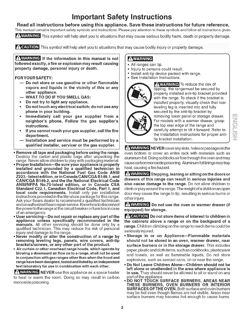 Innportant safety instructions | Kenmore 7881 User Manual | Page 3 / 23