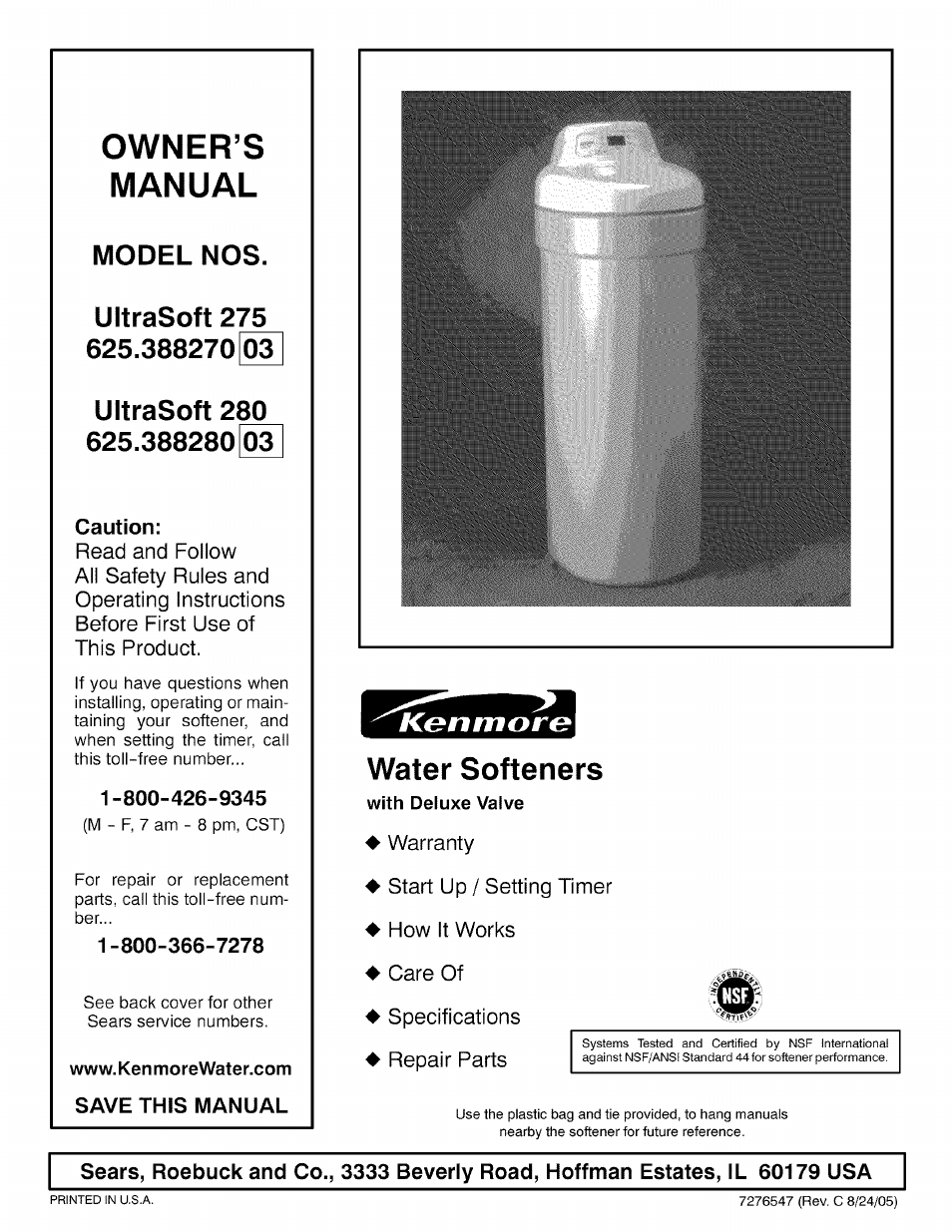 Kenmore ULTRASOFT 280 User Manual | 36 pages