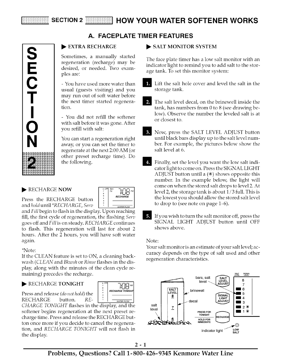 Yy timer feyxtures, Extra recharge, Salt monitor system | 2how your water softener works | Kenmore ULTRASOFT 280 User Manual | Page 10 / 36