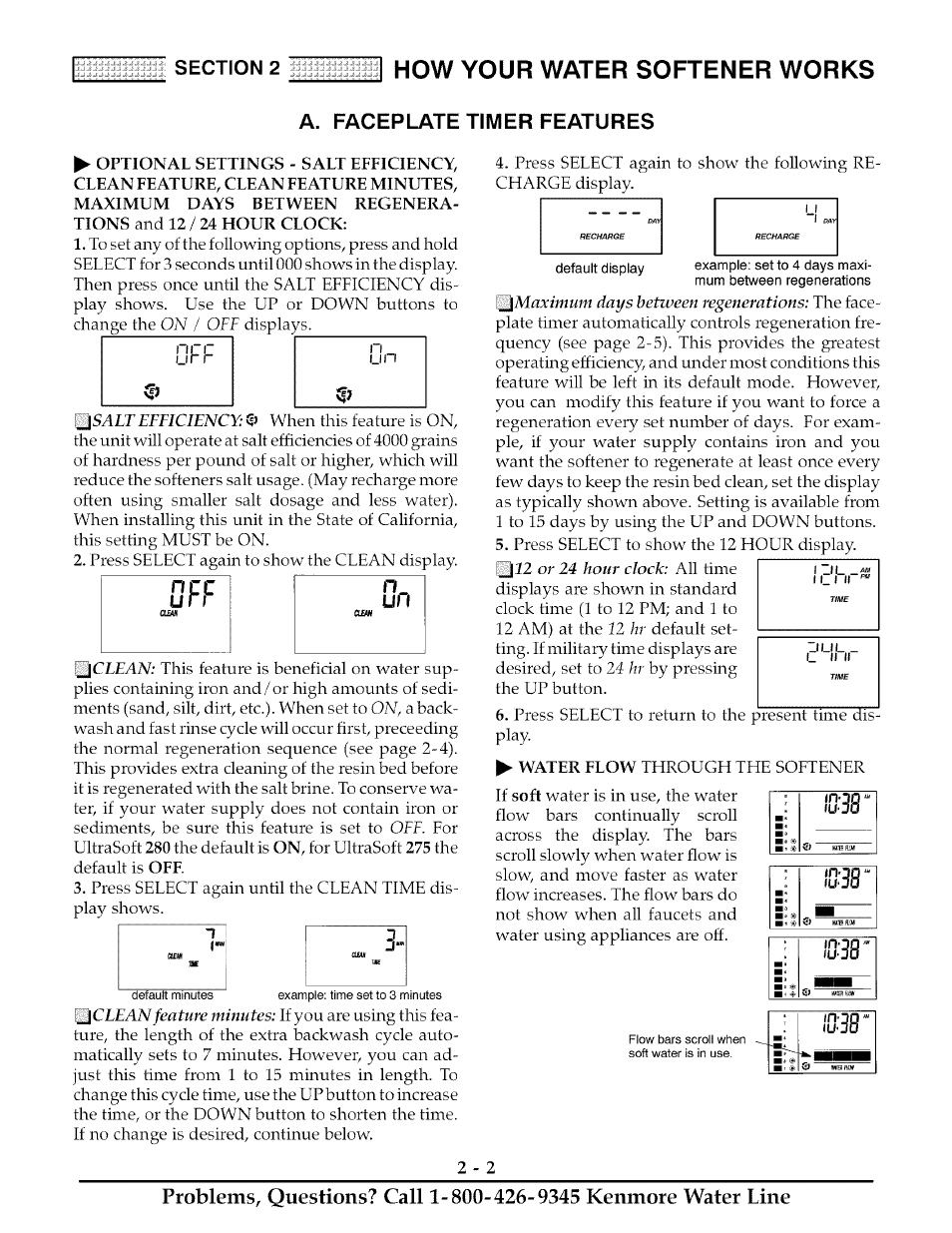 A. paceplate timer features, U r r, 2how your water softener works | Te timer features | Kenmore ULTRASOFT 280 User Manual | Page 11 / 36