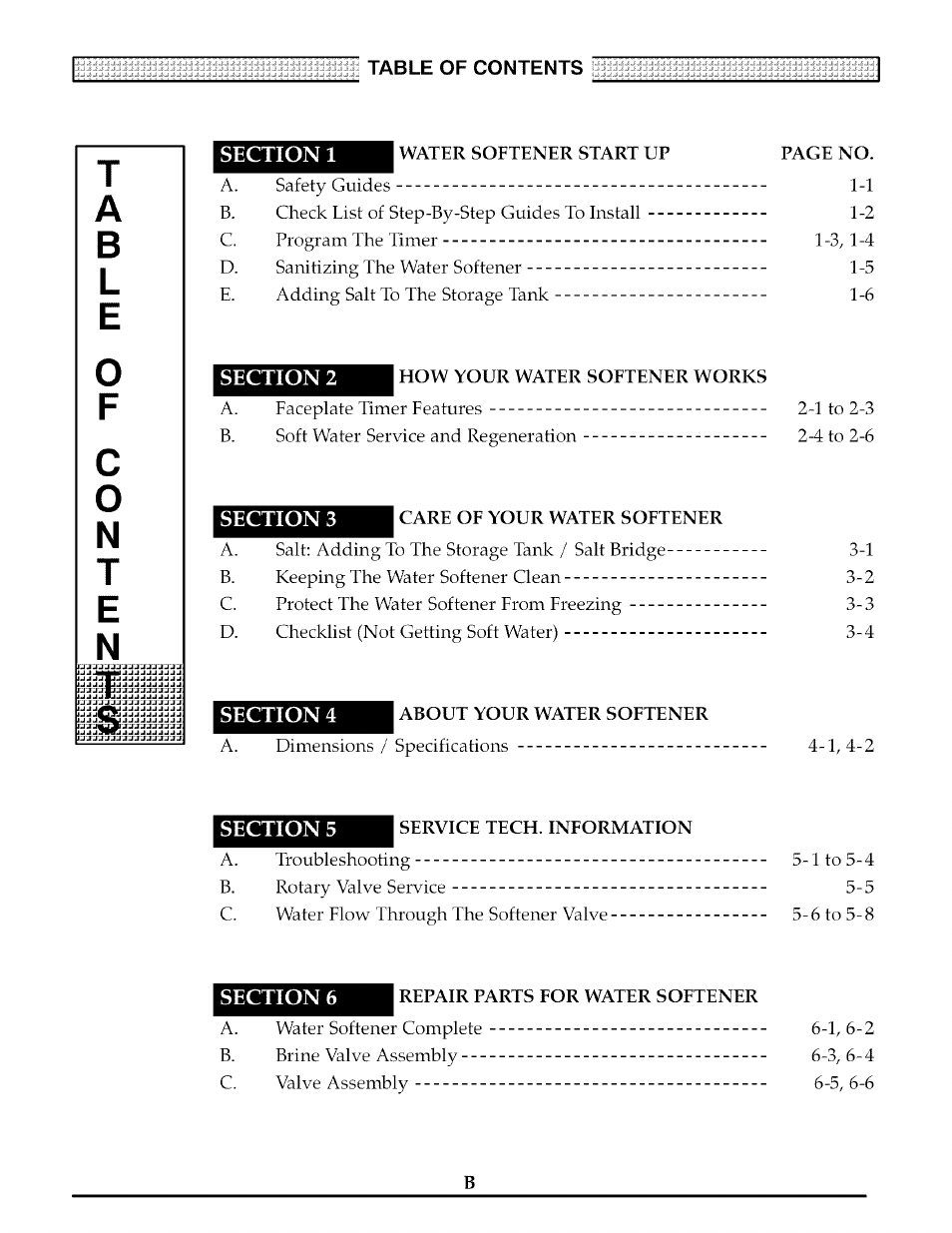 Ta l e | Kenmore ULTRASOFT 280 User Manual | Page 3 / 36