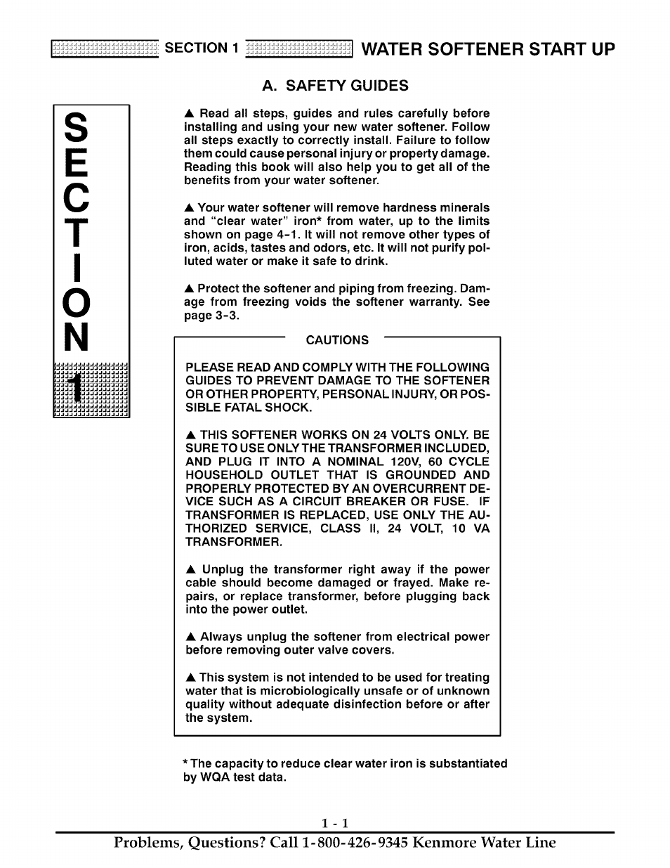 A safety guides, Safety guides -1, Sc t | Water softener start up | Kenmore ULTRASOFT 280 User Manual | Page 4 / 36