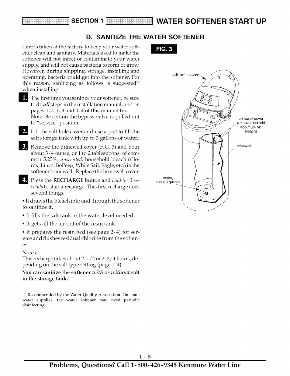 Water softener start up | Kenmore ULTRASOFT 280 User Manual | Page 8 / 36