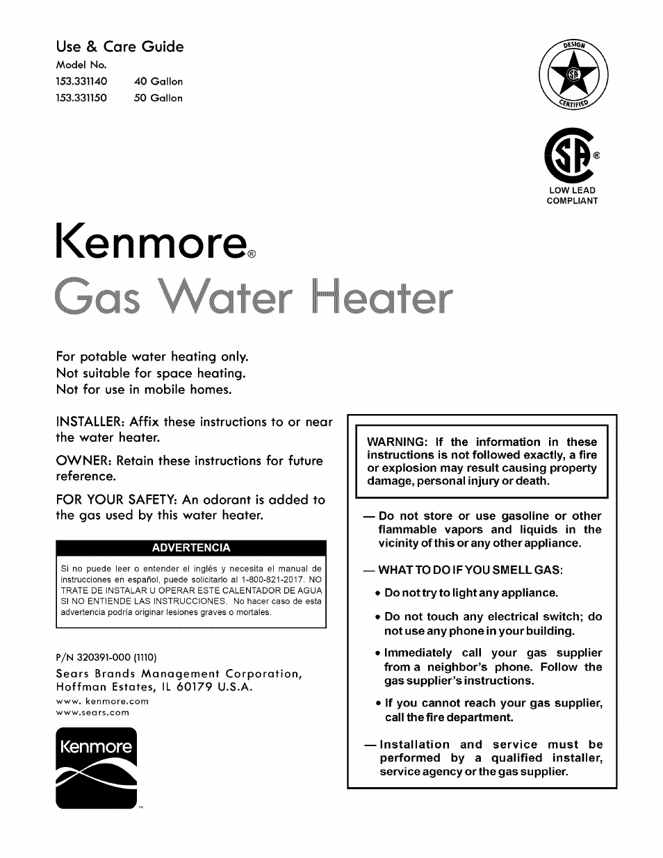 Kenmore 153.33114 User Manual | 44 pages