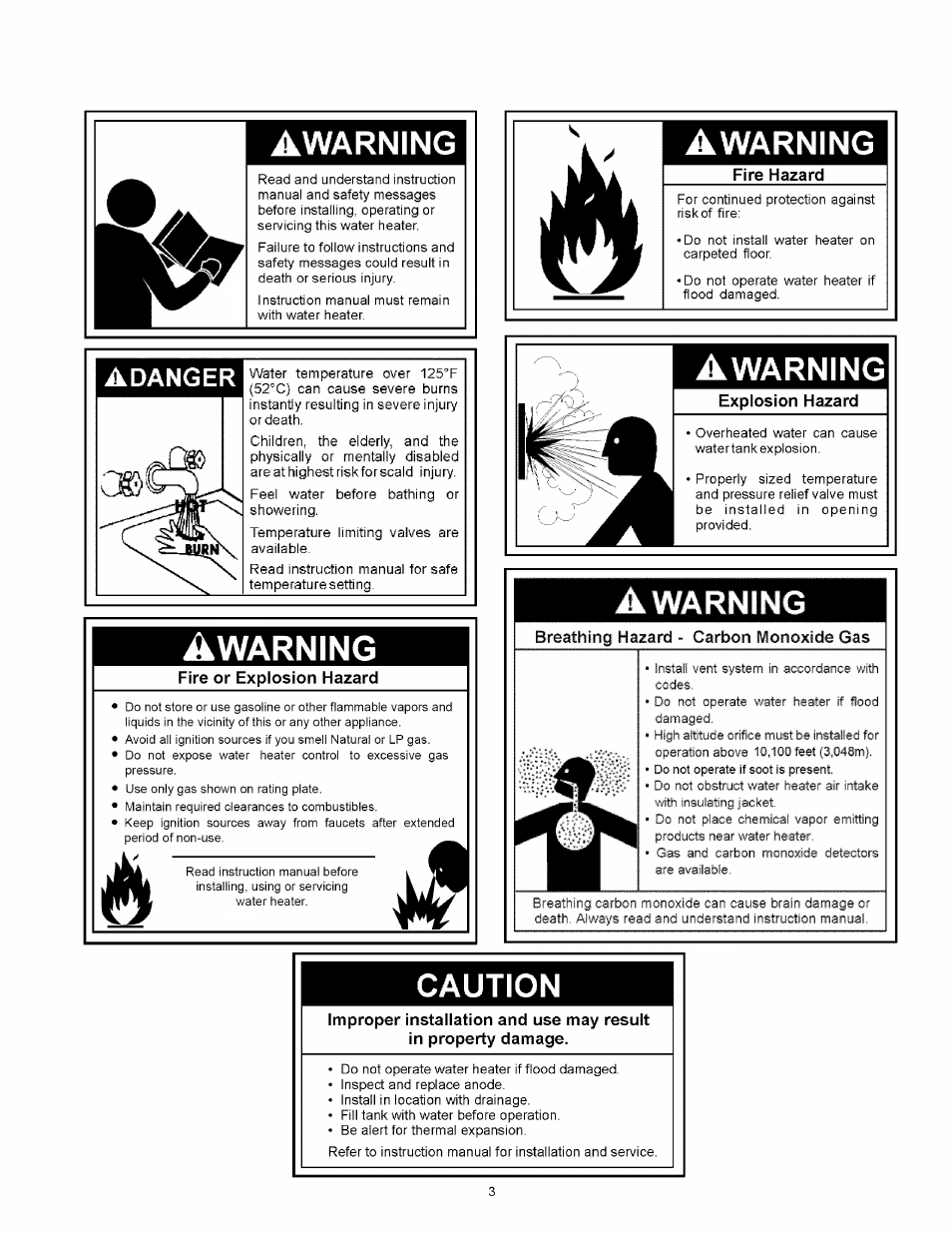 Awarning, Caution, Adanger | Kenmore 153.33114 User Manual | Page 3 / 44