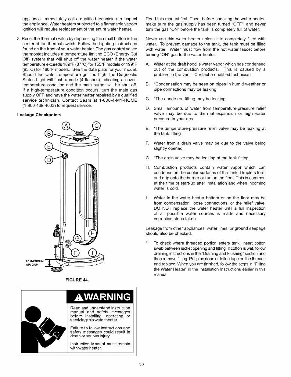 Awarning | Kenmore 153.33114 User Manual | Page 36 / 44