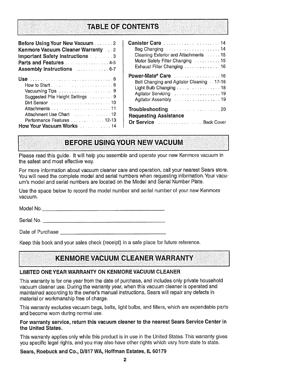 Kenmore 116.22813 User Manual | Page 2 / 40