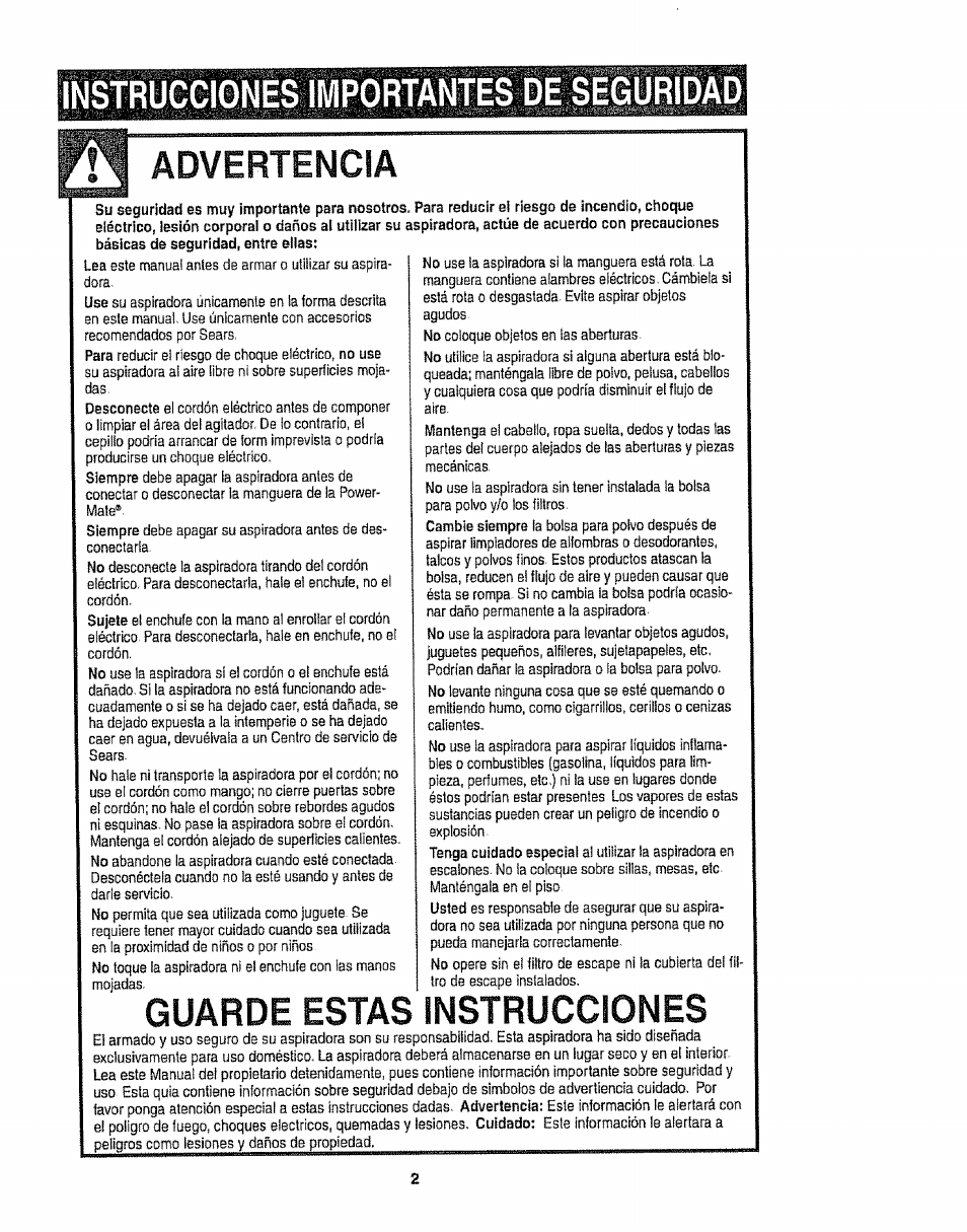 Instrucciones importantes de seguridad, Advertencia, Guarde estas instrucciones | Kenmore 116.22813 User Manual | Page 22 / 40