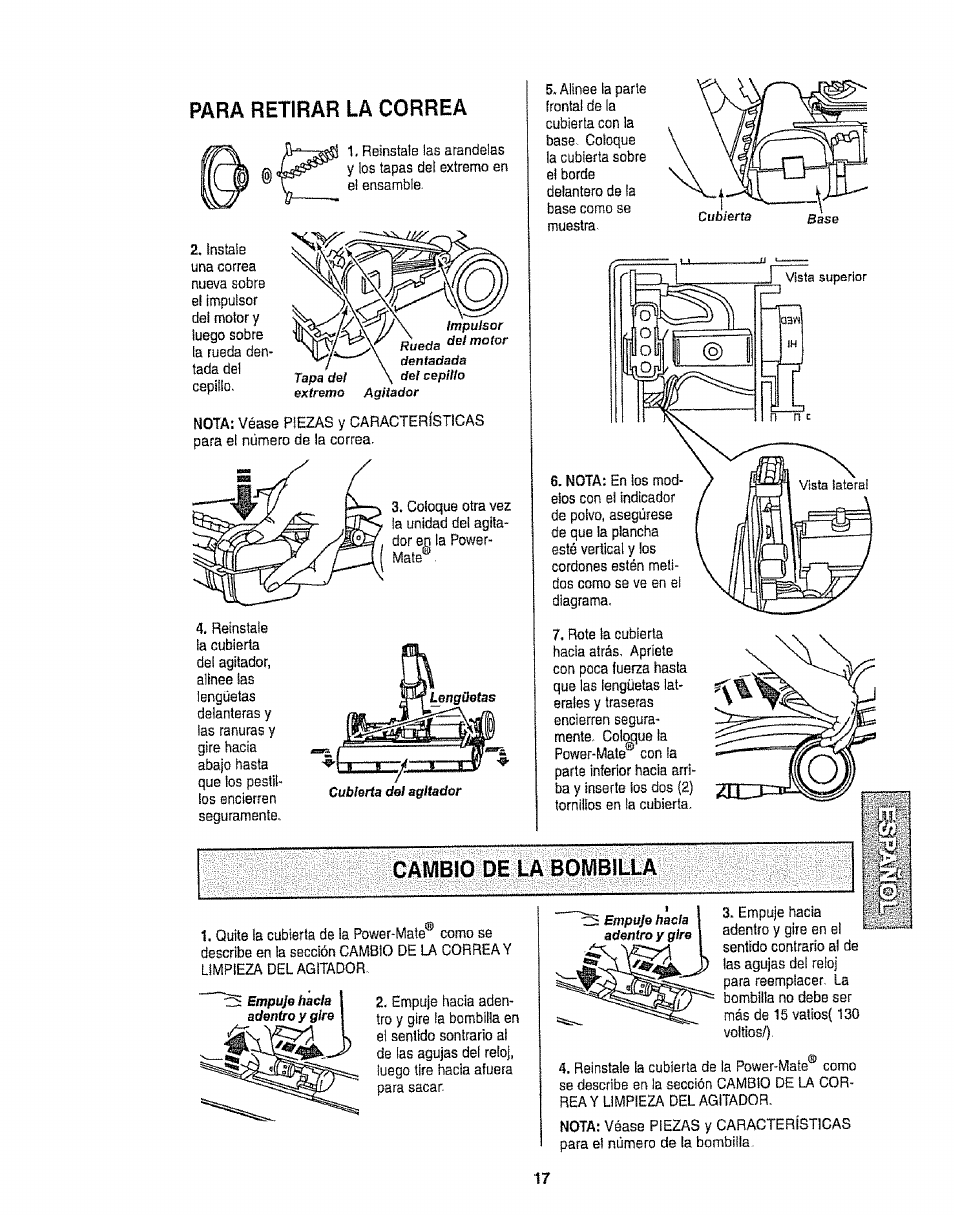 Para retirar la correa | Kenmore 116.22813 User Manual | Page 37 / 40