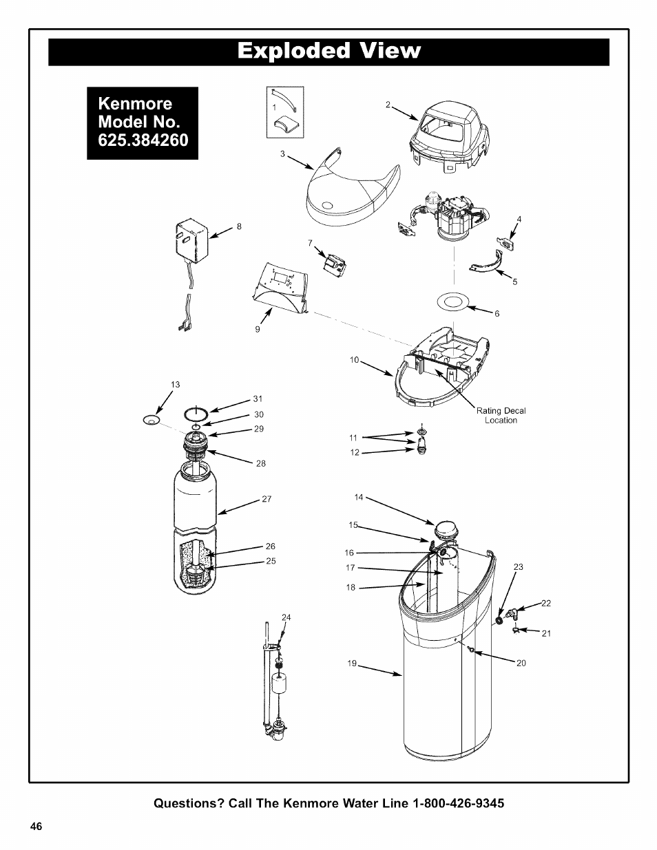 Exploded view | Kenmore INTELLISOFT 420 SERIES 625.38426 User Manual | Page 46 / 52