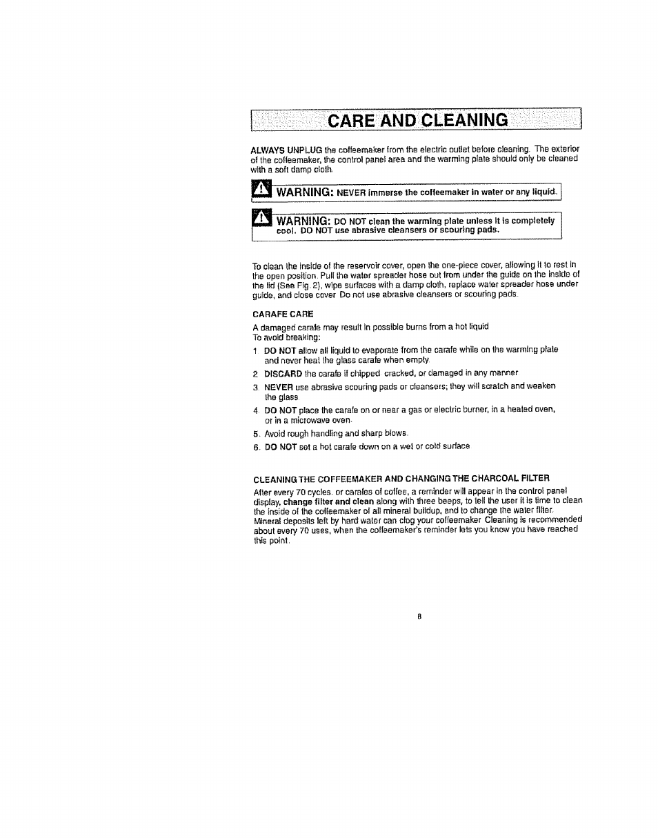 Care and cleaning | Kenmore 100.81006 User Manual | Page 8 / 10