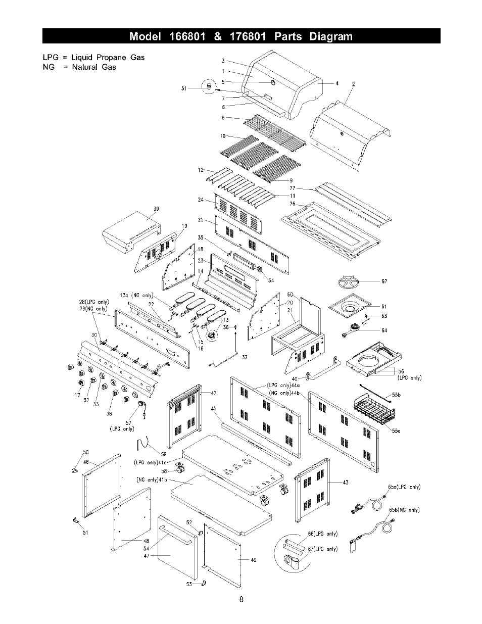 Model 166801 & 176801 parts diagram | Kenmore 141.166801 User Manual | Page 8 / 34