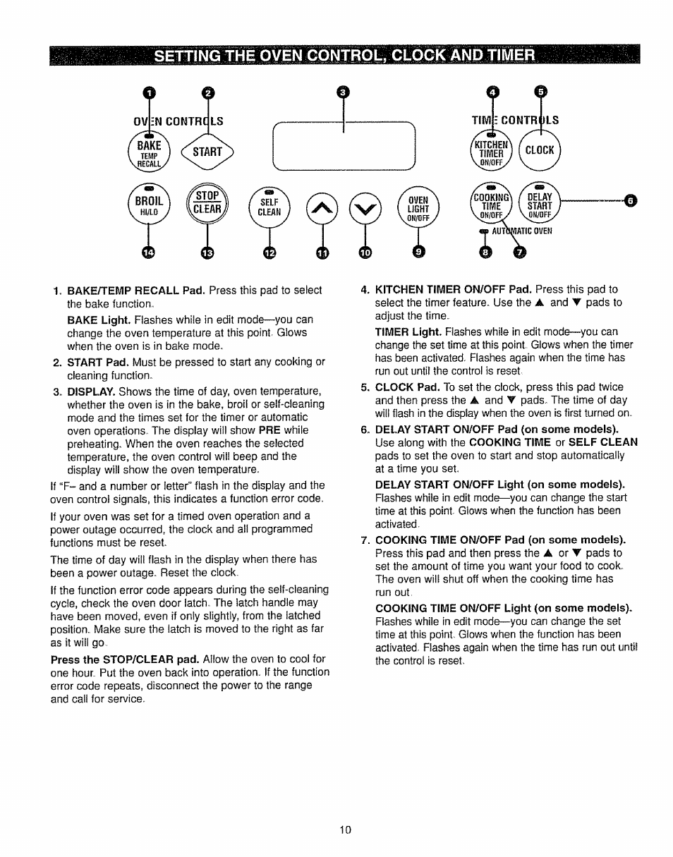 Setting the oven control, clock and timer | Kenmore 362.7562 User Manual | Page 10 / 50