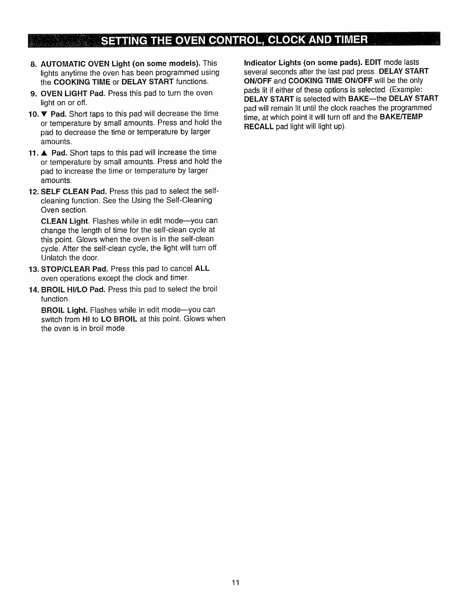 Setting the oven contrqw filqfiklnd tl | Kenmore 362.7562 User Manual | Page 11 / 50