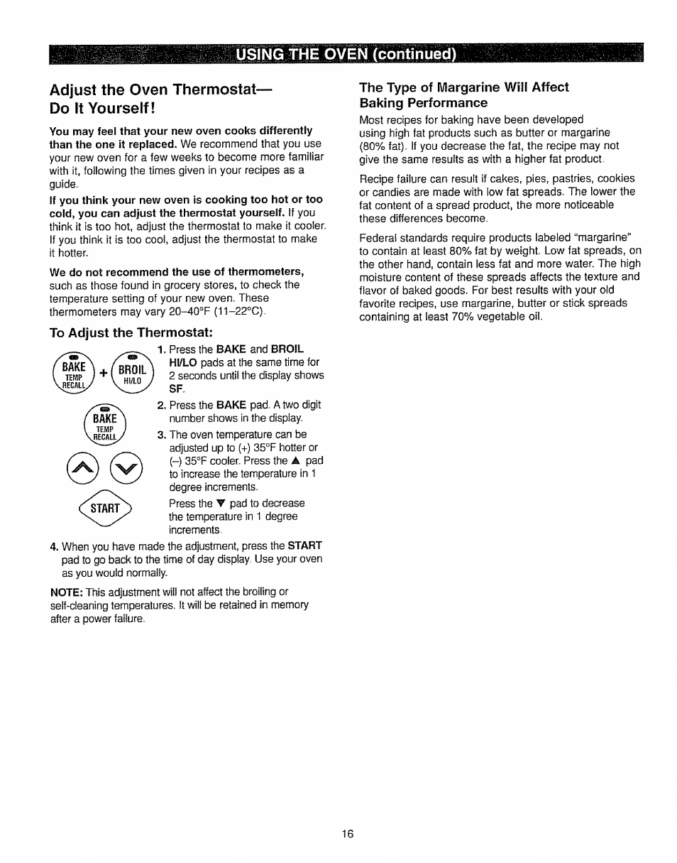 To adjust the thermostat | Kenmore 362.7562 User Manual | Page 16 / 50