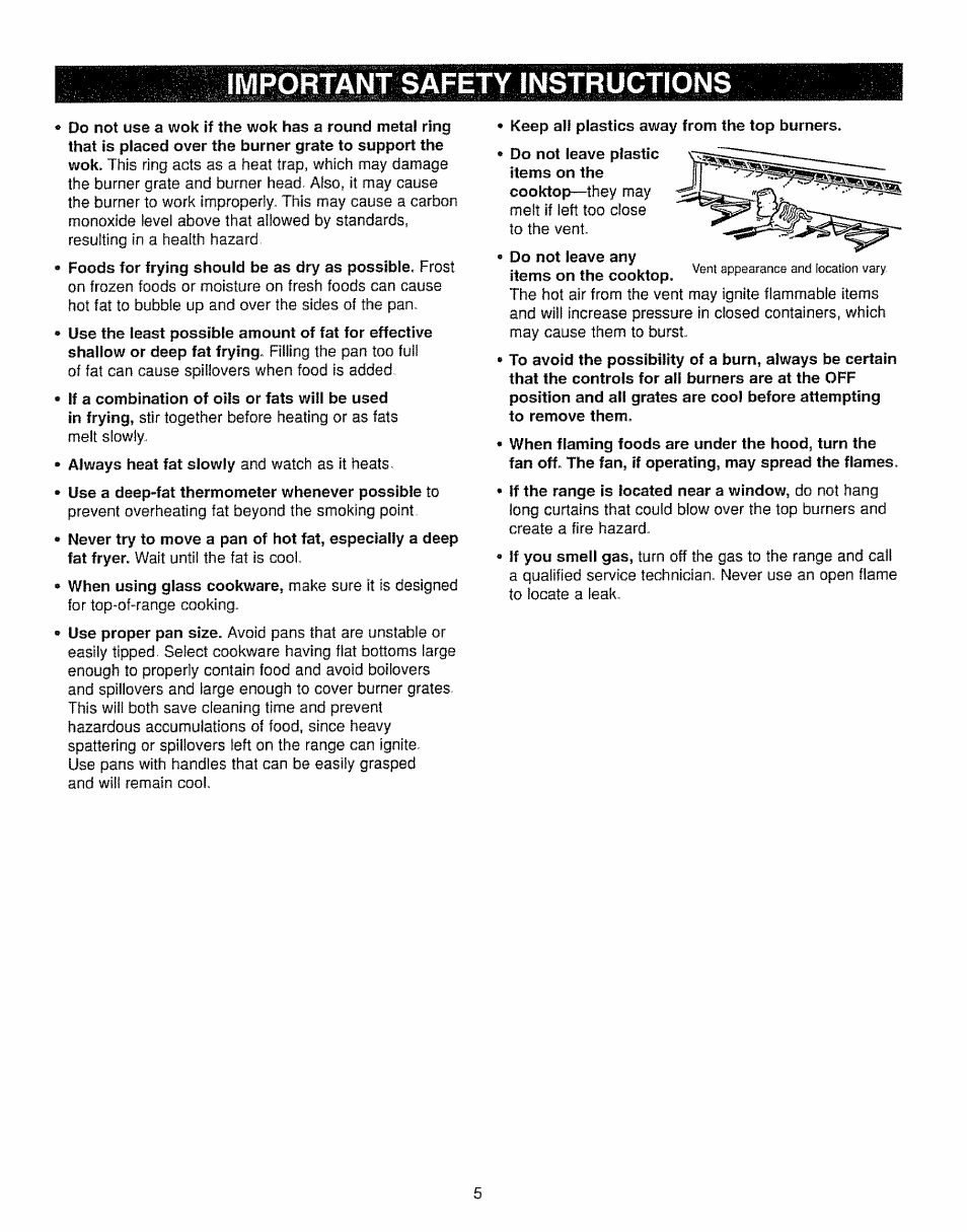 Important safety instructions | Kenmore 362.7562 User Manual | Page 5 / 50