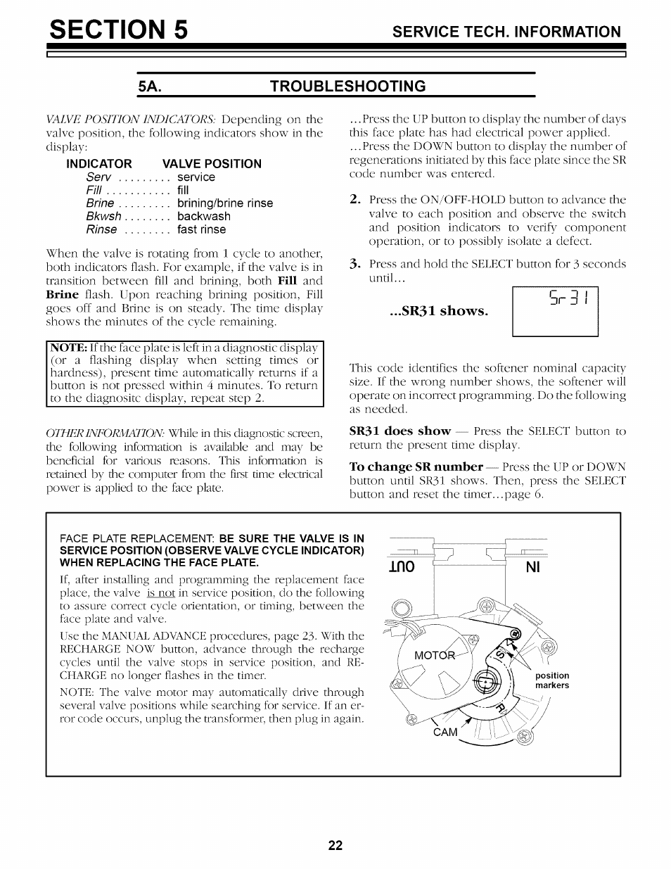 Troubleshooting, Sr31 shows | Kenmore 625.34859 User Manual | Page 22 / 32