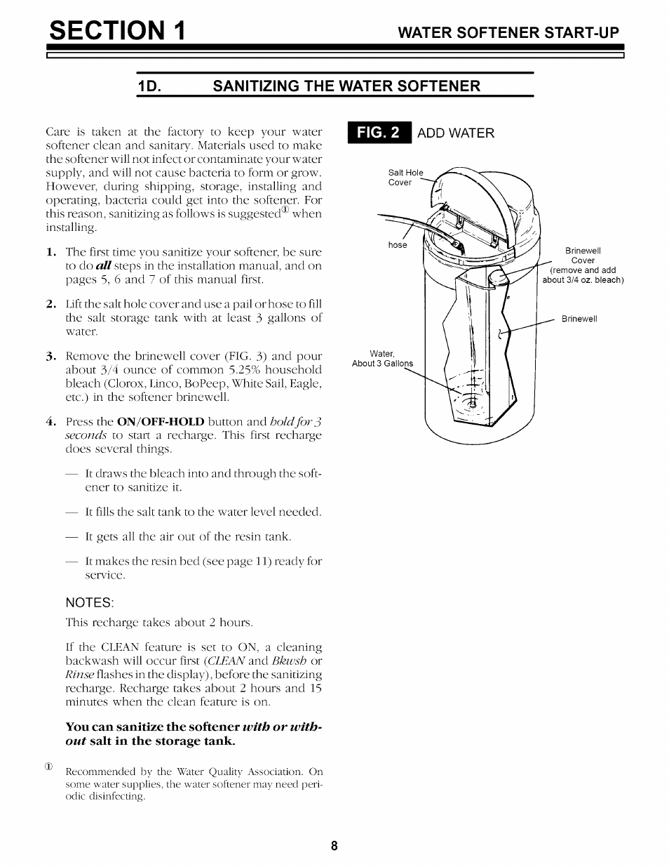 Sanitizing the water softener, Notes | Kenmore 625.34859 User Manual | Page 8 / 32