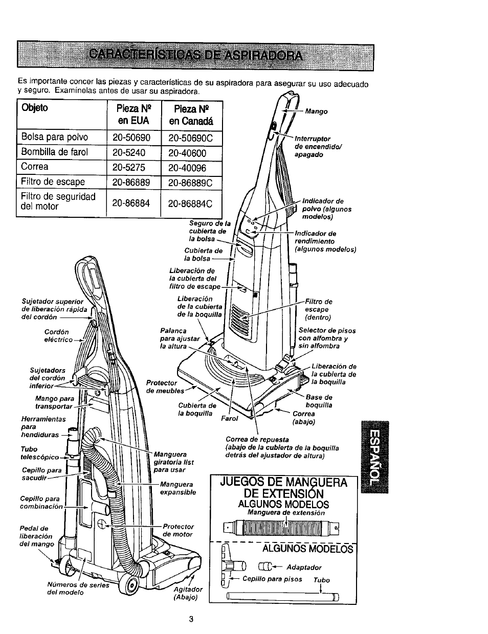 Juegos de manguera 'jgu ion de extensk, Objeto pieza № en eua pieza № en canadá | Kenmore 631 User Manual | Page 25 / 44