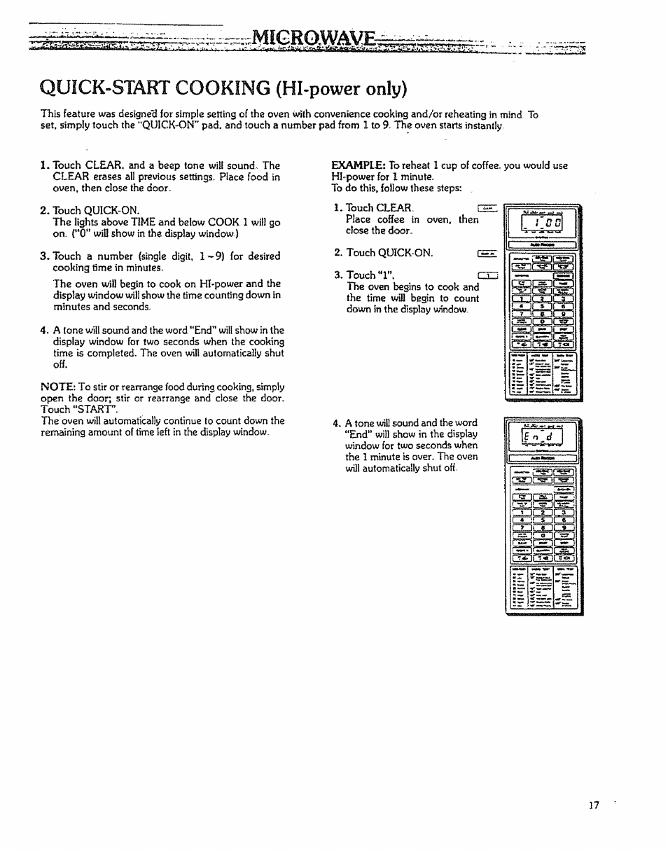 Quick-start cooking (hl-power only), Mig:rq.wave | Kenmore 88963 User Manual | Page 17 / 51