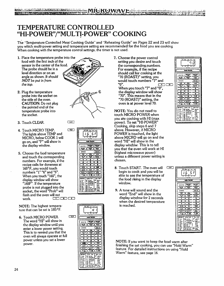 Temperature controlled | Kenmore 88963 User Manual | Page 24 / 51