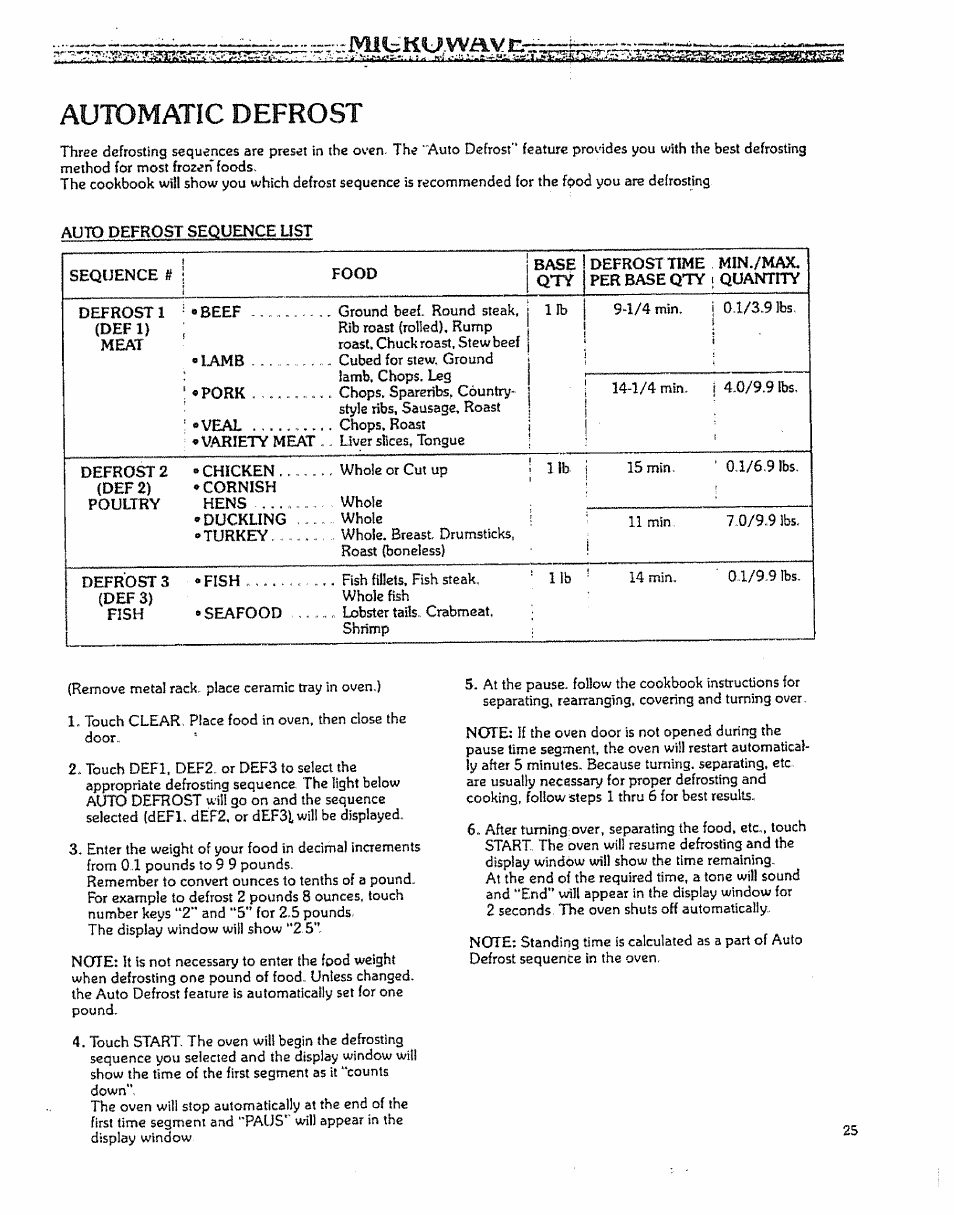 Automatic defrost, Jyili=tll4wavjer | Kenmore 88963 User Manual | Page 25 / 51