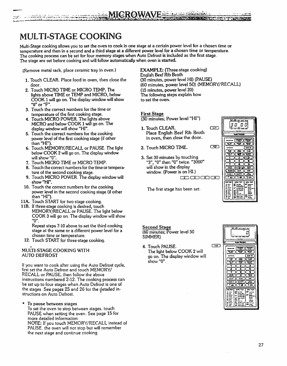 Multi-stage cooking, Multi-stage cooking —28, Cx3 czid c33 ce3 | Kenmore 88963 User Manual | Page 27 / 51