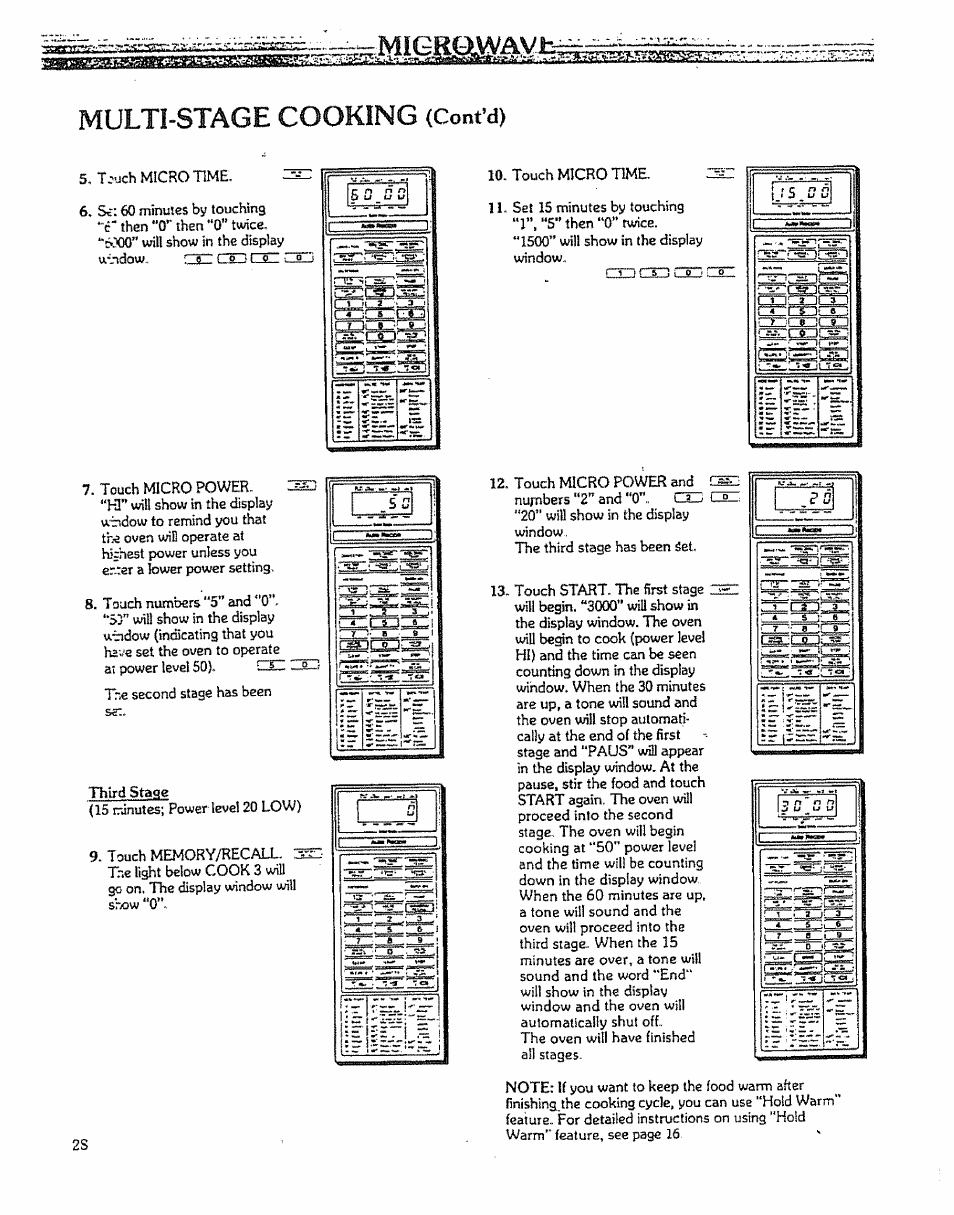 Multi-stage cooking (cont’d), Multi-stage cooking, Cont’d) | Kenmore 88963 User Manual | Page 28 / 51