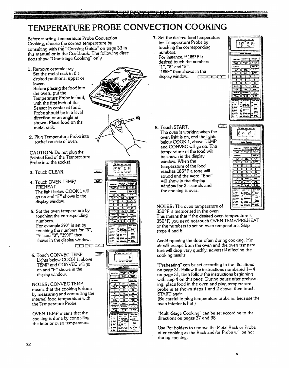 Temperature probe convection cooking | Kenmore 88963 User Manual | Page 32 / 51