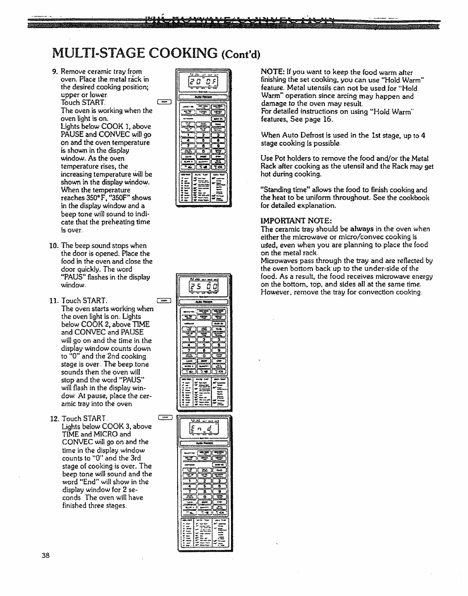 Multi-stage cooking, Cont’d) | Kenmore 88963 User Manual | Page 38 / 51