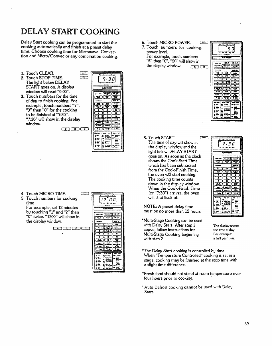 Delay start cooking, 1 : 3 b | Kenmore 88963 User Manual | Page 39 / 51