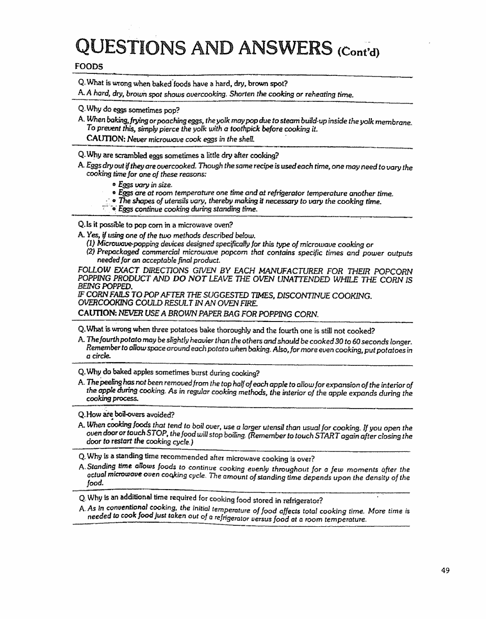 Questions and answers, Cont’d) | Kenmore 88963 User Manual | Page 49 / 51